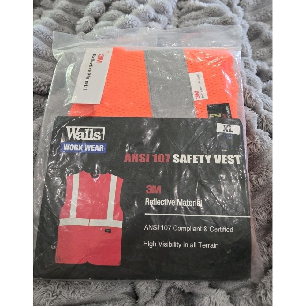 Walls Workwear ANSI 107 Safety Vest XL Orange 3M Reflective High Visibility Mesh